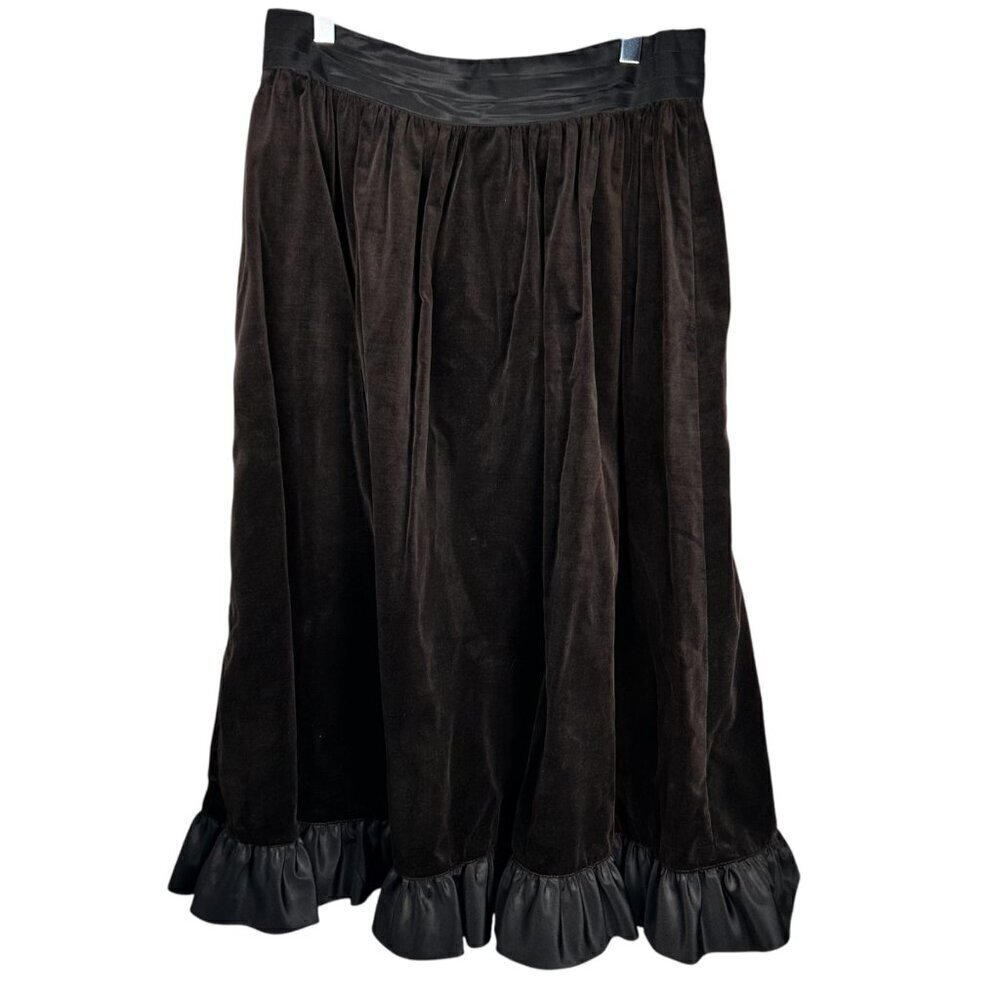 Vintage Panhandle Slim Skirt Velvet Satin Ruffle Western Maxi Boho Rodeo